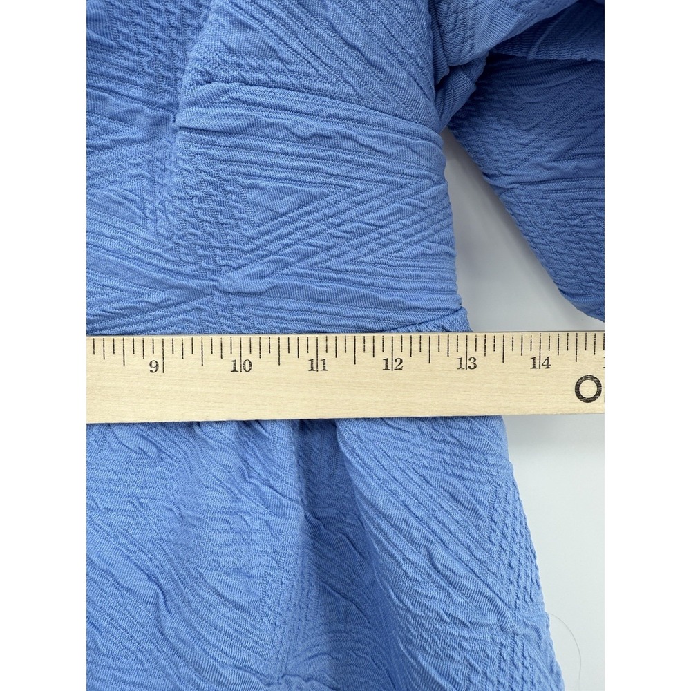 Free People Dress Womens XS Blue Boho Ruffle Cottage Lightweight Puff Sleeve - Picture 10 of 12